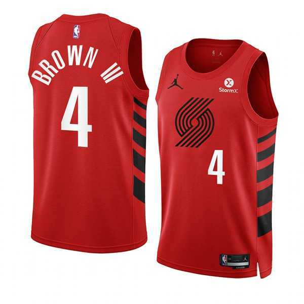 Men%27s Portland Trail Blazers #4 Greg Brown III 2022-23 Red Statement Edition Swingman Stitched Basketball Jersey Dzhi